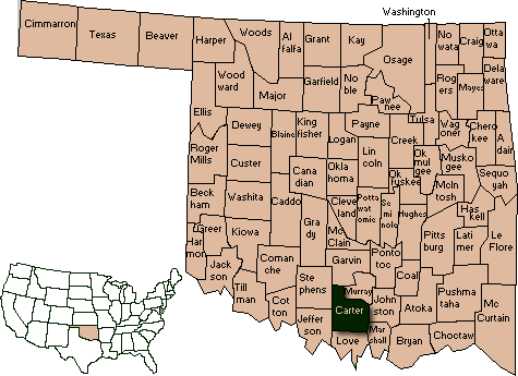 Counties in Oklahoma where Sparks families settled